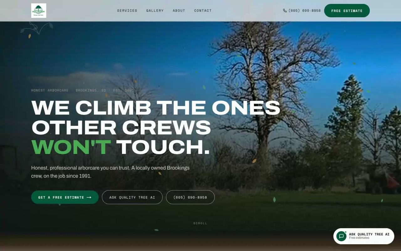 Quality Tree Service website by LegacyForge AI
