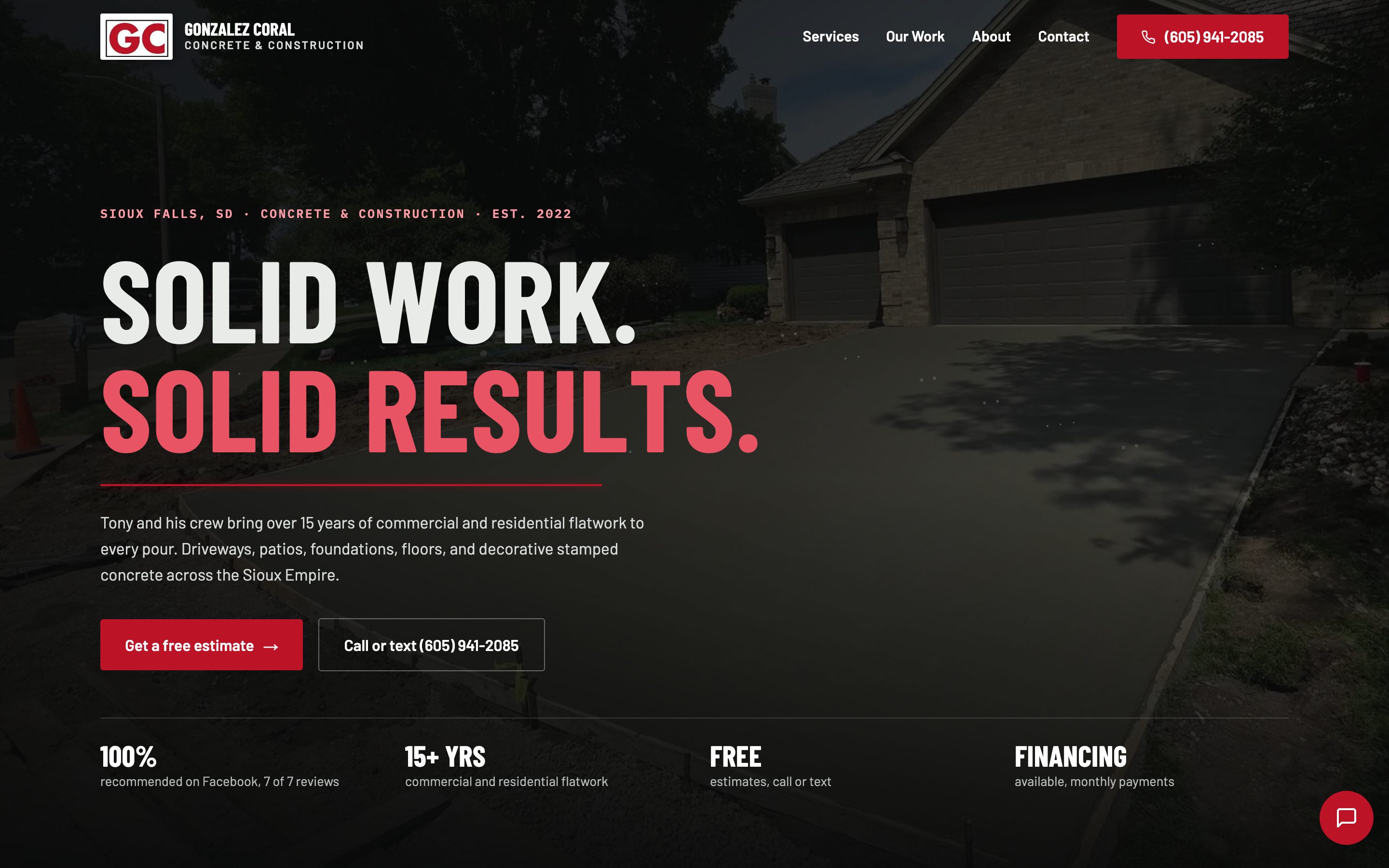 GC Concrete & Construction website by LegacyForge AI