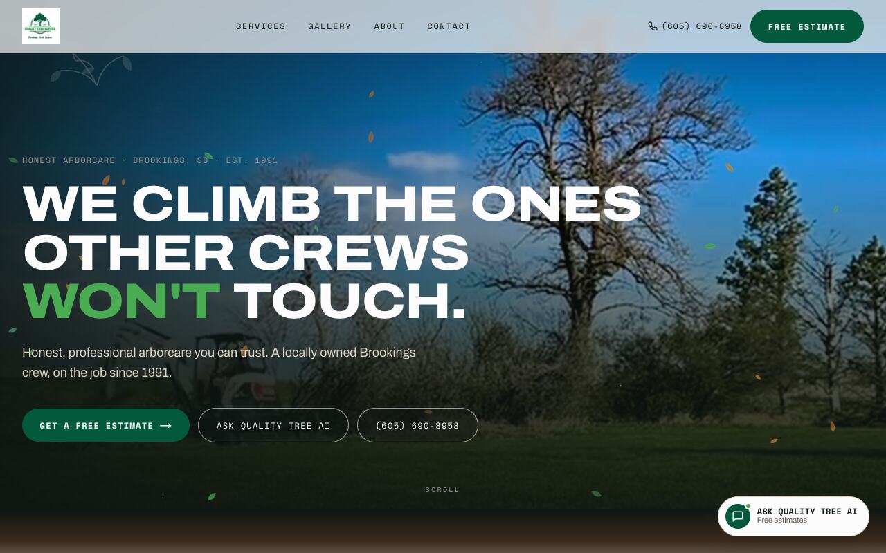 Quality Tree Service website by LegacyForge AI